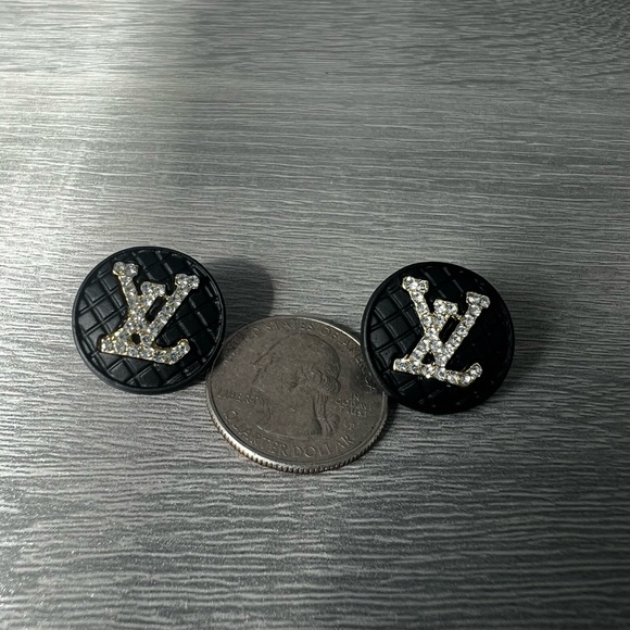 Black and Gold Logo Earrings - Picture 3 of 4